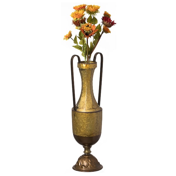 Uniquewise Antique Style 2 Handle Metal Jug Floor Vase for Entryway, Living Room or Dining Room, Small QI004440.S - main